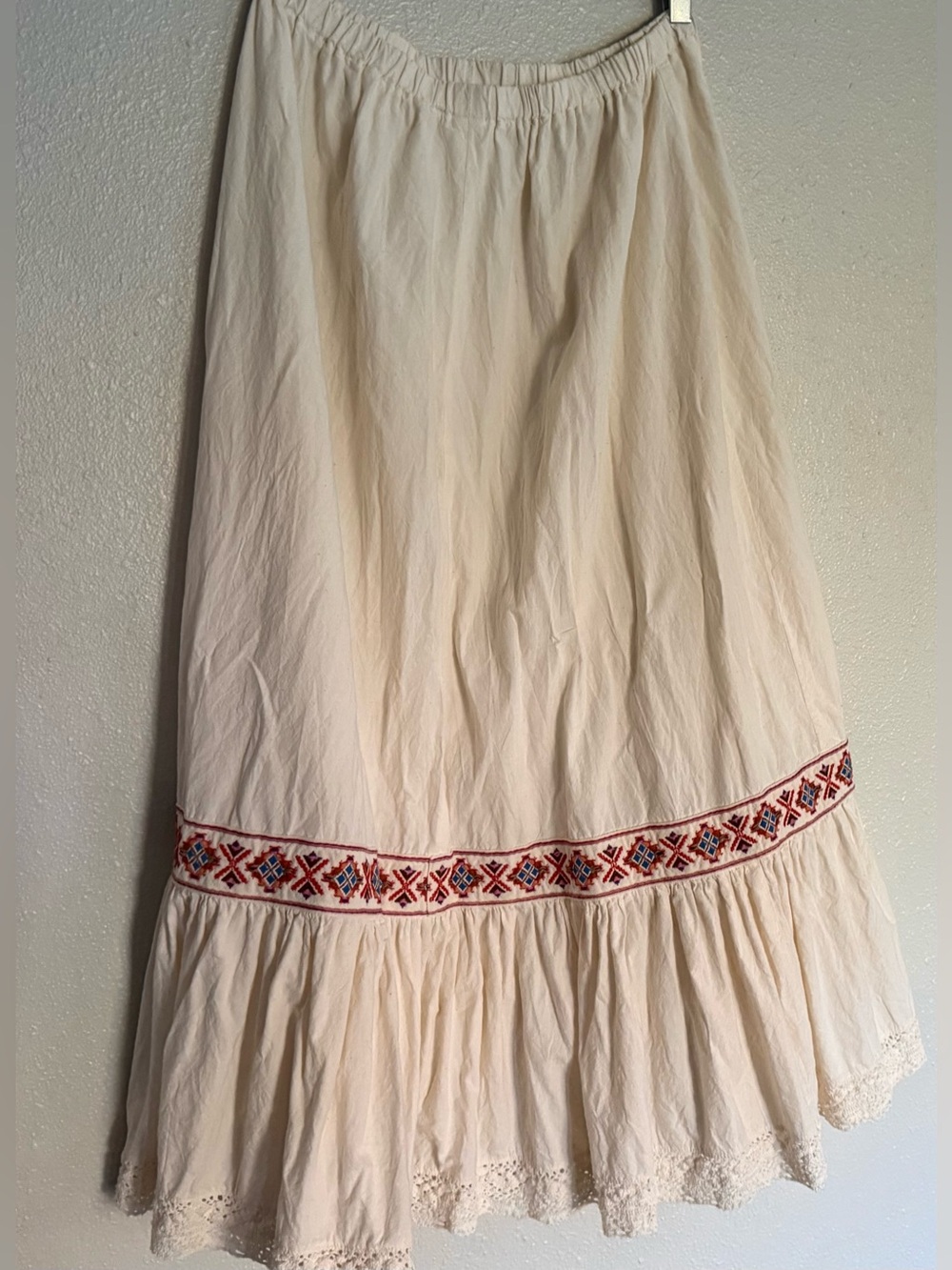 Handmade Petticoat Cotton/Muslin Maxi Skirt Ribbon Lace Trim Size S/M⭐️Like New